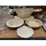 THREE LARGE PIECES OF ROYAL WORCESTER TO INCLUDE A SERVING DISH, SERVING PLATE, BOWL, ETC