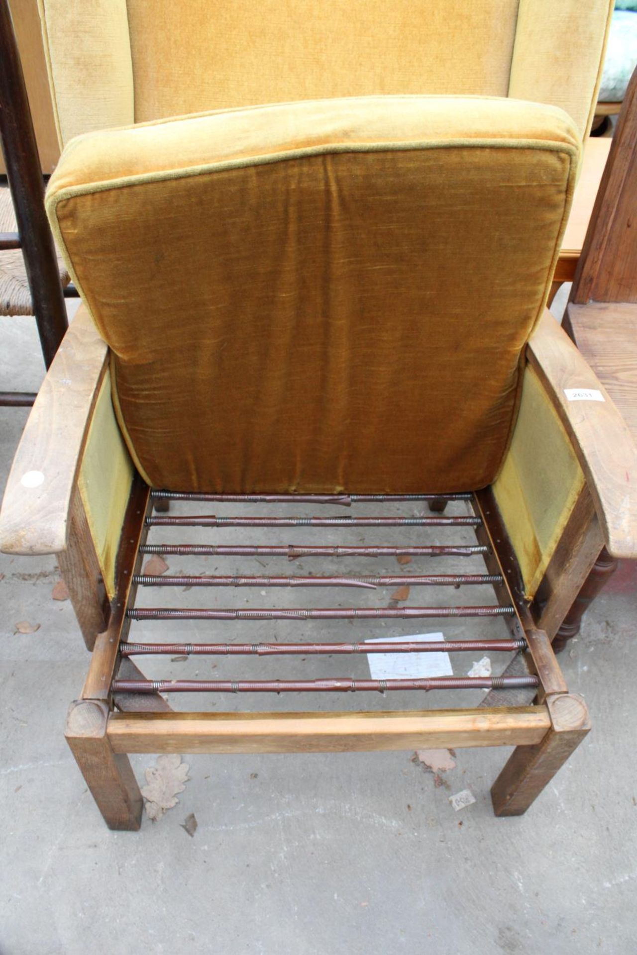 AN ART DECO STYLE WINGED FIRESIDE CHAIR, BEARING BE-AT-LES FURNITURE LABEL, BRISTOW AND TOWNSEND, - Image 3 of 4