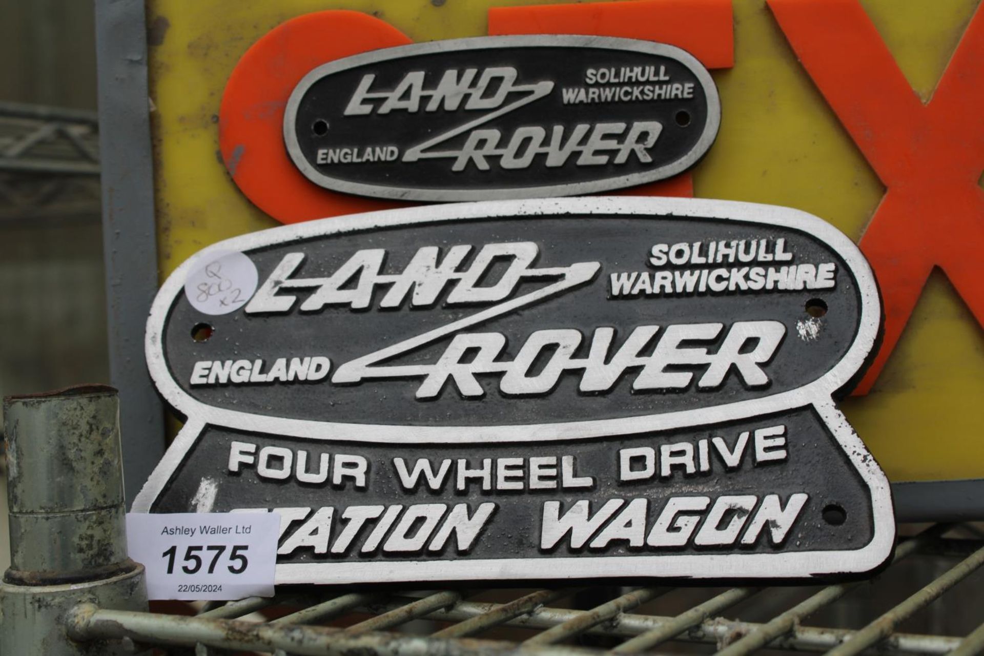 TWO CAST ALLOY LAND ROVER SIGNS