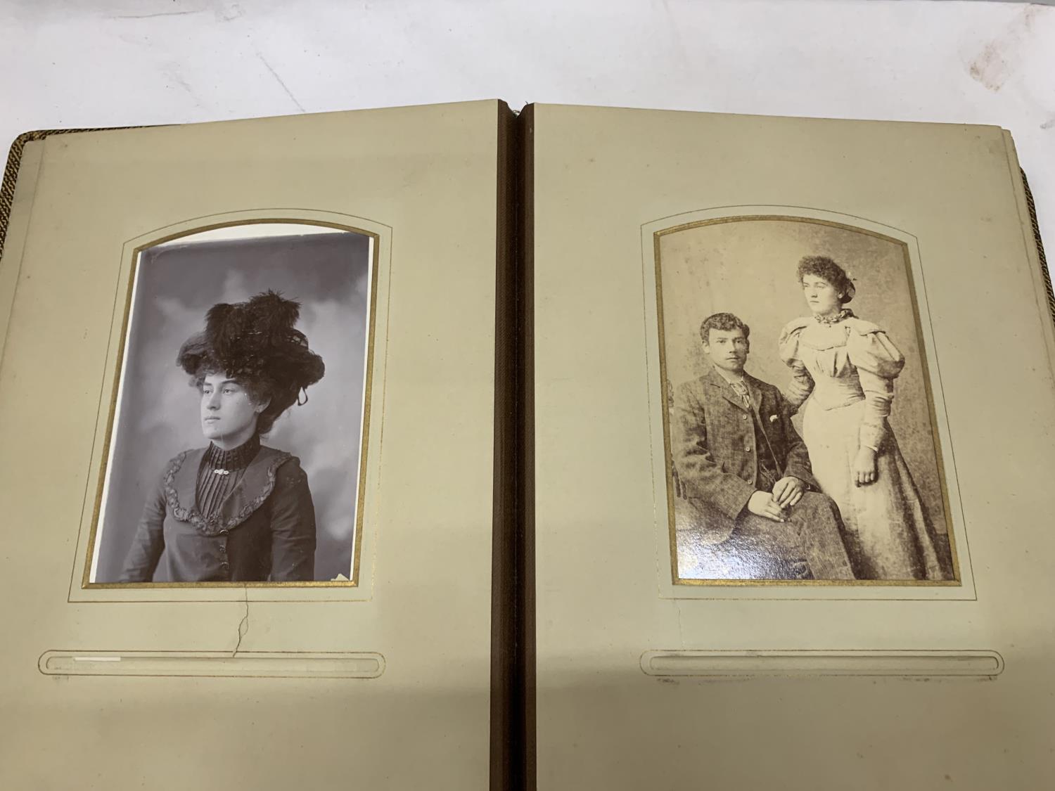 A VICTORIAN LEATHERBOUND PHOTO ALBUM CONTAINING PHOTO'S - Image 7 of 12