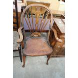 A WINDSOR STYLE ELBOW CHAIR WITH RAIL AND SPLAT-BACK