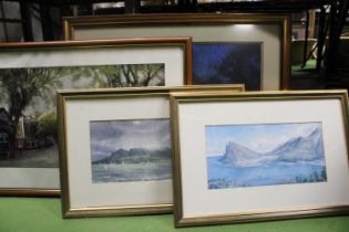 FOUR FRAMED PRINTS TO INCLUDE SEASCAPES, 'EARLY MORNING, MAIN STREET, NANTUCKET', ETC