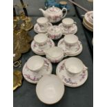 A VINTAGE WEDGWOOD 'DEVON SPRAYS', TEASET TO INCLUDE A TEAPOT, A SUGAR BOWL, CREAM JUG, CUPS,