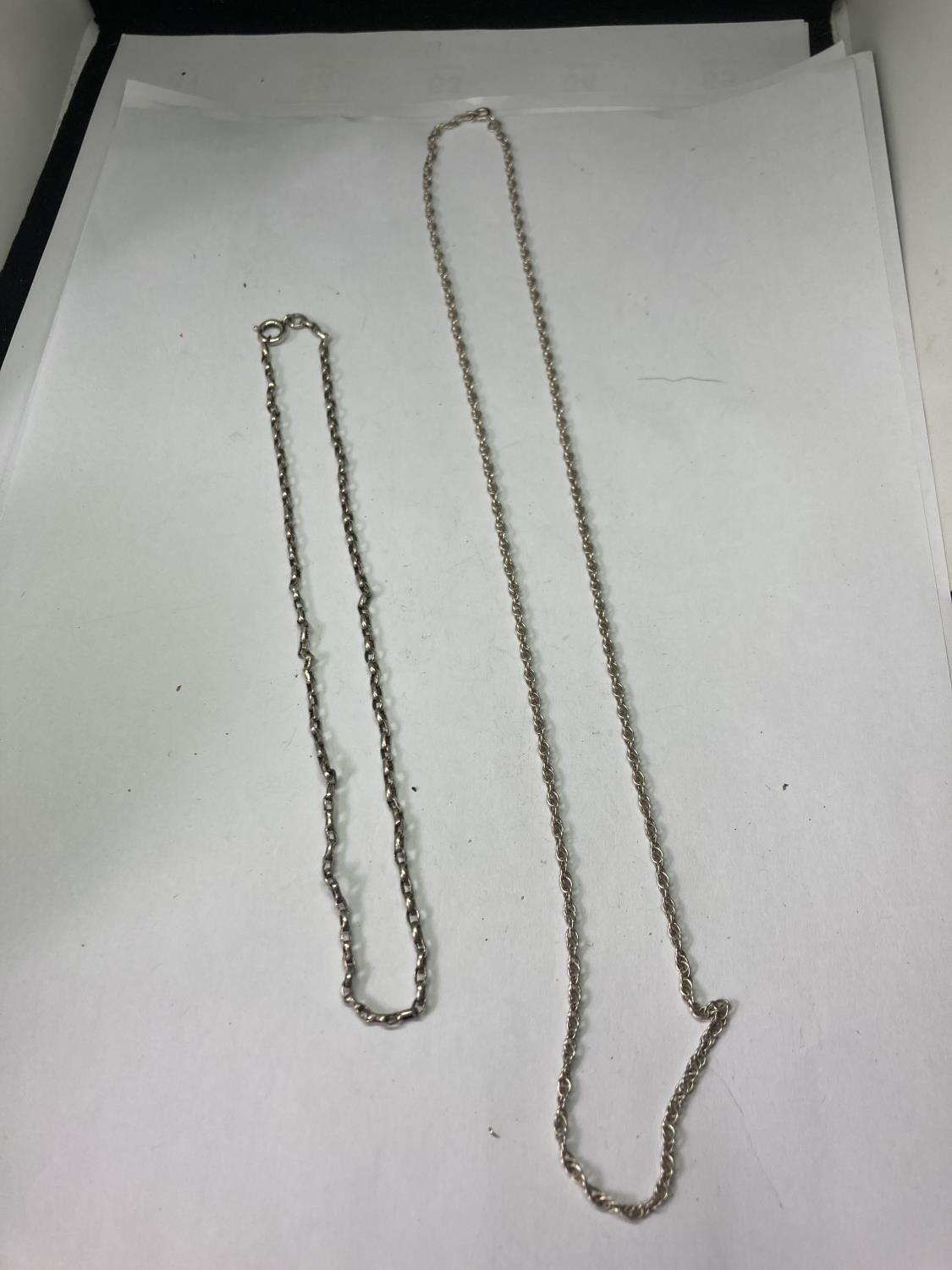 TWO SILVER NECK CHAINS