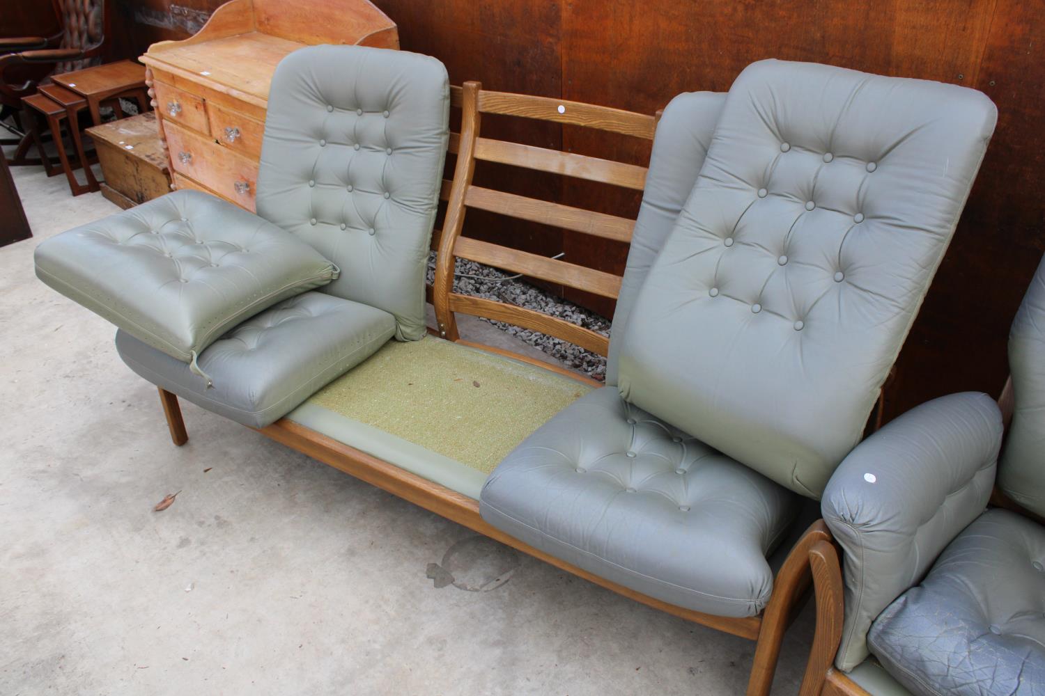 AN ERCOL THREE SEATER SETTEE AND FIRESIDE CHAIR - Image 2 of 3