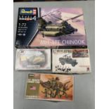 FOUR BOXED MILITARY KITS TO INCLUDE VEHICLES AND INFANTRY TEAM