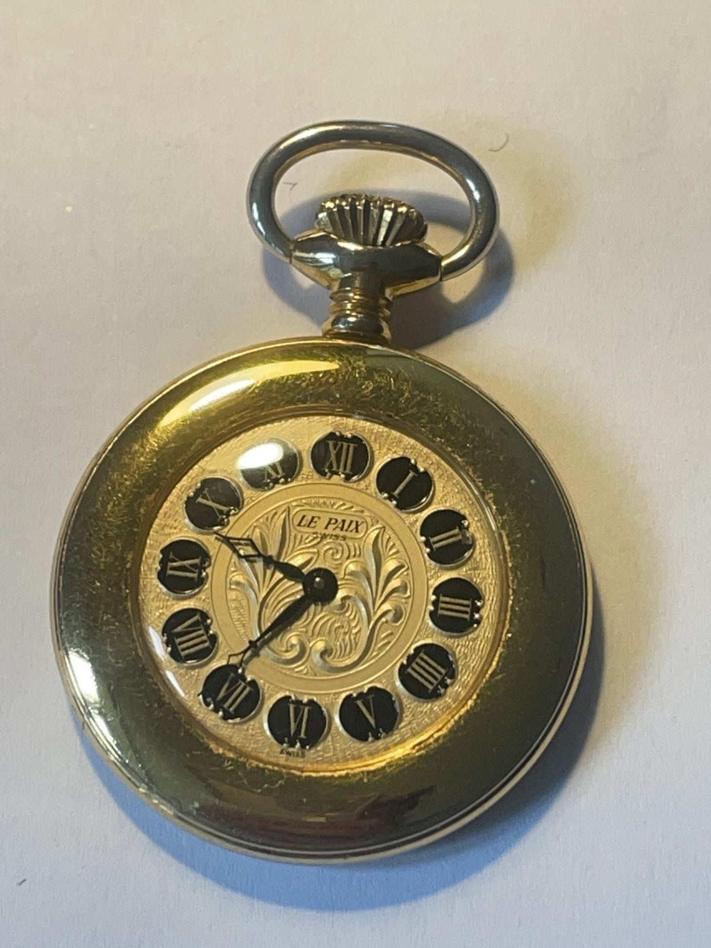 A SILVER PLATED FOB WATCH - Image 2 of 3