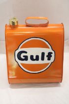 AN ORANGE GULF PETROL CAN