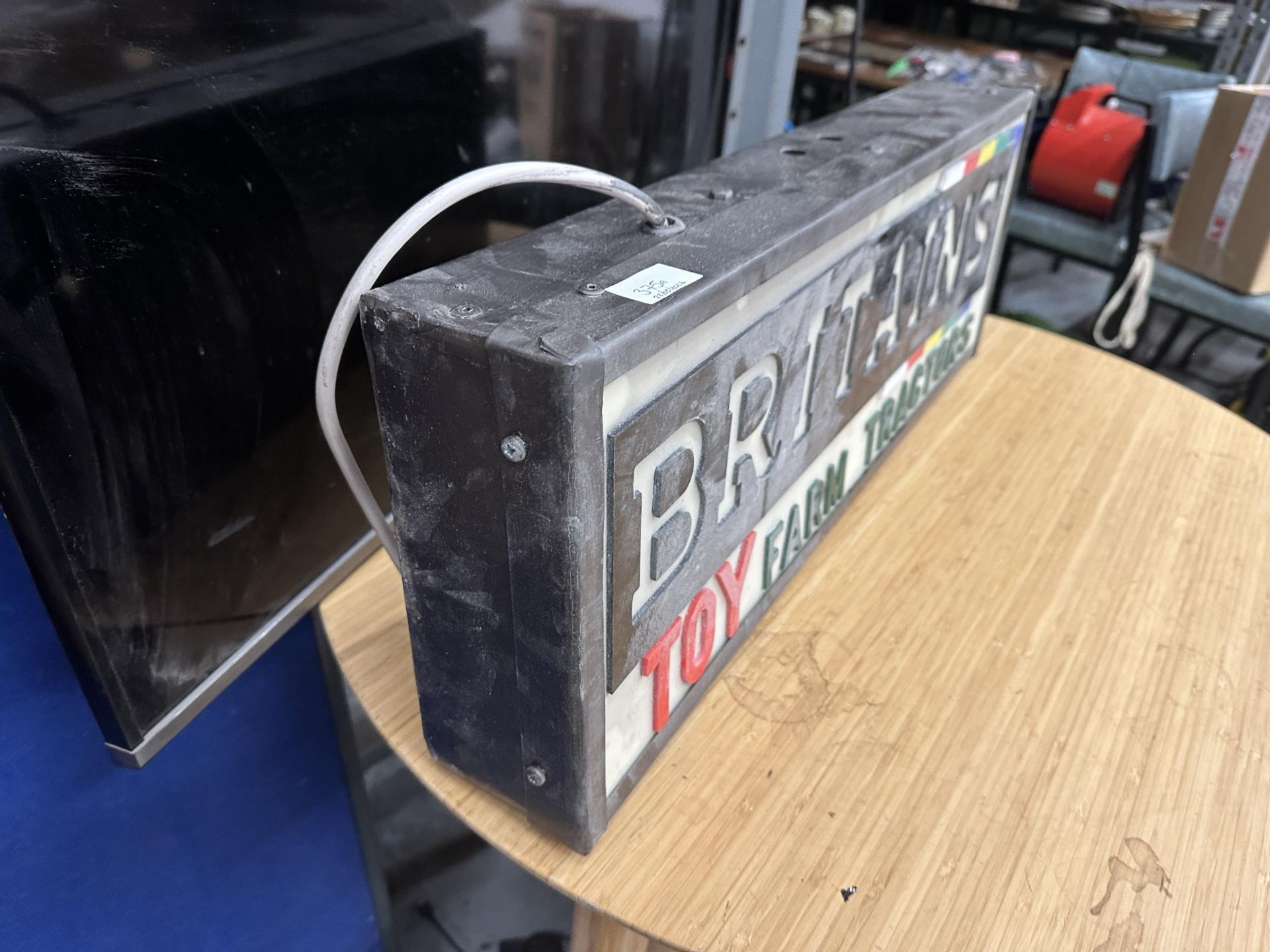 AN ILLUMINATED BRITAINS TOY FARM TRACTORS SIGN (L:68CM H:25CM) - Image 3 of 3