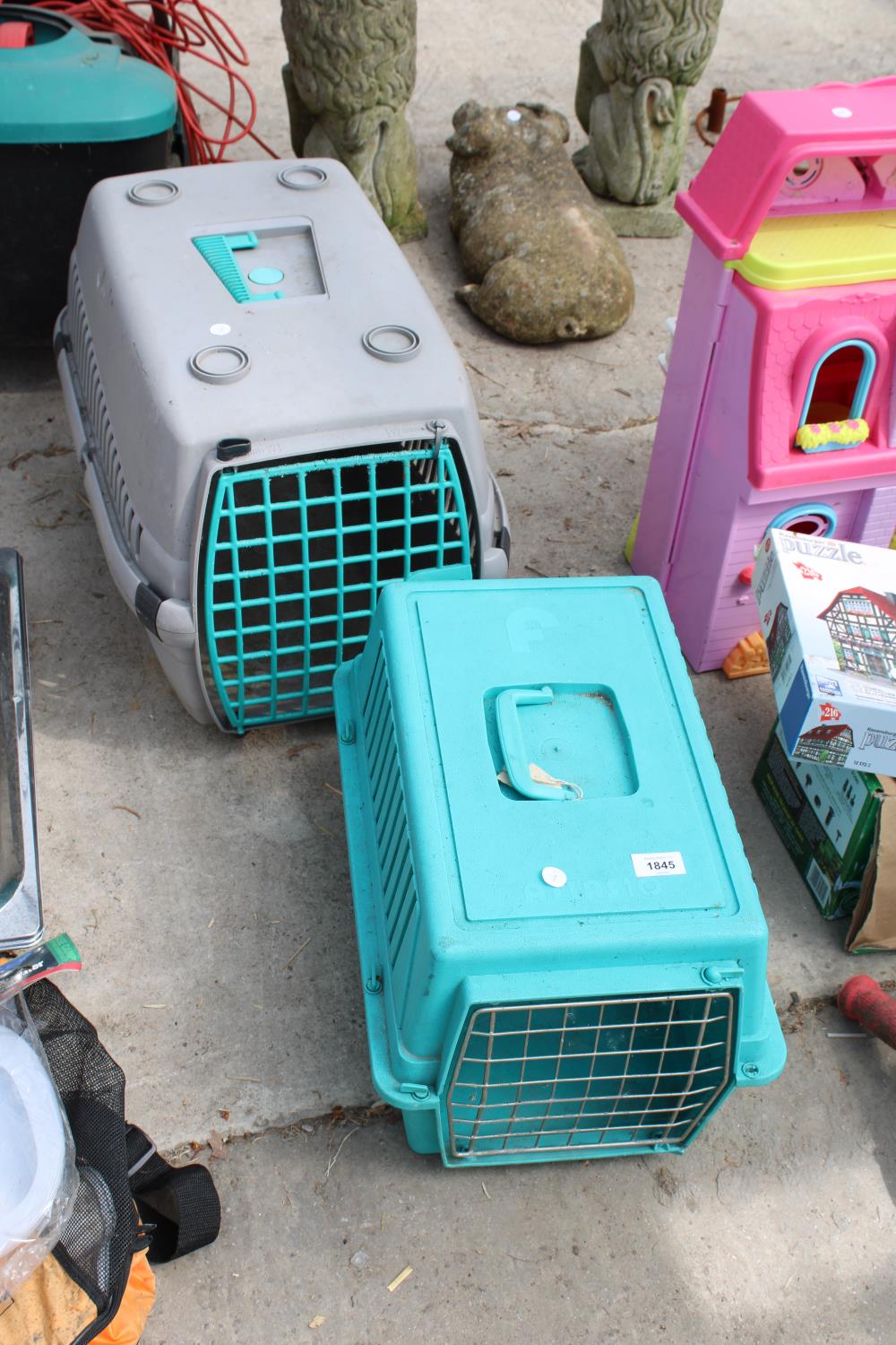 TWO PLASTIC PET CARRYING CRATES