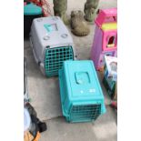 TWO PLASTIC PET CARRYING CRATES