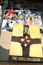 TWO CALENDARS, 'THE BEATLES, 1985' AND '20TH CENTURY TIMELINE 2000'