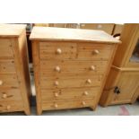 A MODERN PINE CHEST OF TWO SHORT AND FOUR LONG DRAWERS, 36" WIDE