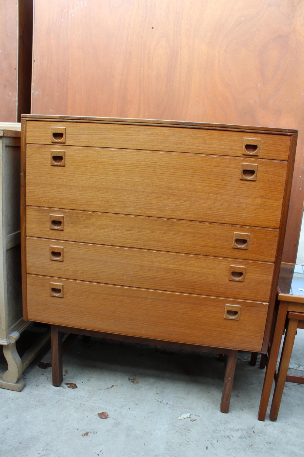 A RETRO TEAK CHEST OF FIVE DRAWERS 33" WIDE - Image 2 of 3