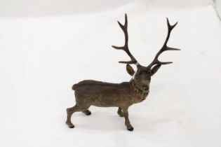 A METAL FIGURE OF A STAG, HEIGHT 20CM