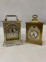 TWO BRASS MANTLE CLOCKS