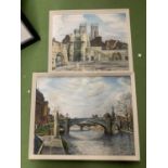 TWO FRAMED OIL ON BOARDS BOTH SIGNED "WEBB" OF AND CANAL SCENE AND CHURCH