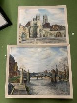 TWO FRAMED OIL ON BOARDS BOTH SIGNED "WEBB" OF AND CANAL SCENE AND CHURCH