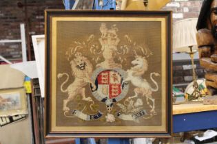 A TAPESTRY OF A CREST, FRAMED