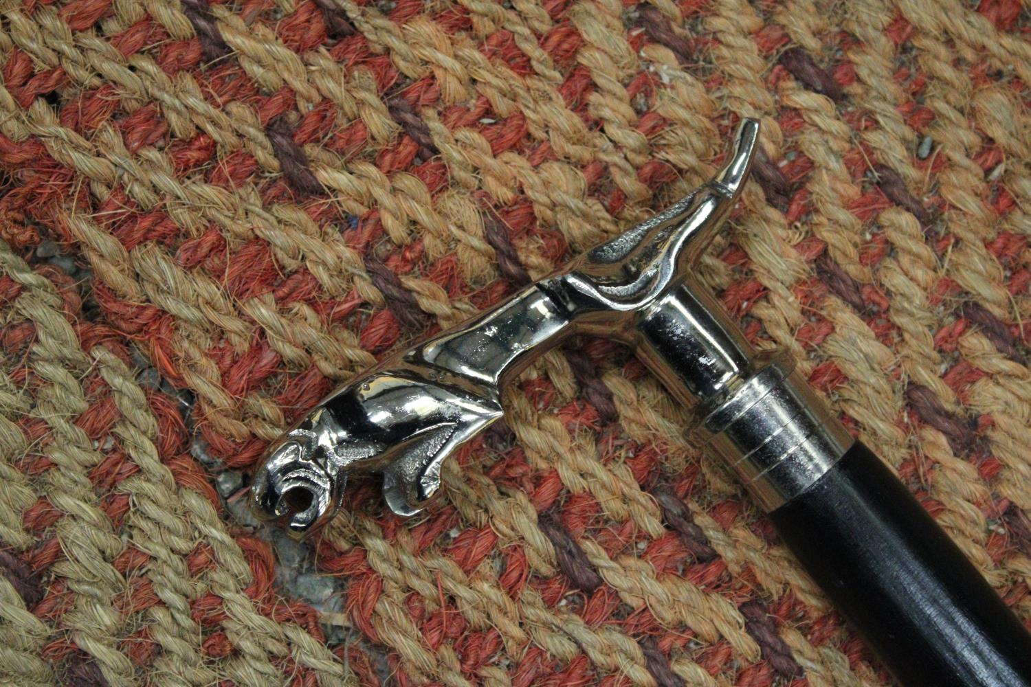 A CHROME JAGUAR HANDLED WALKING STICK - Image 3 of 5