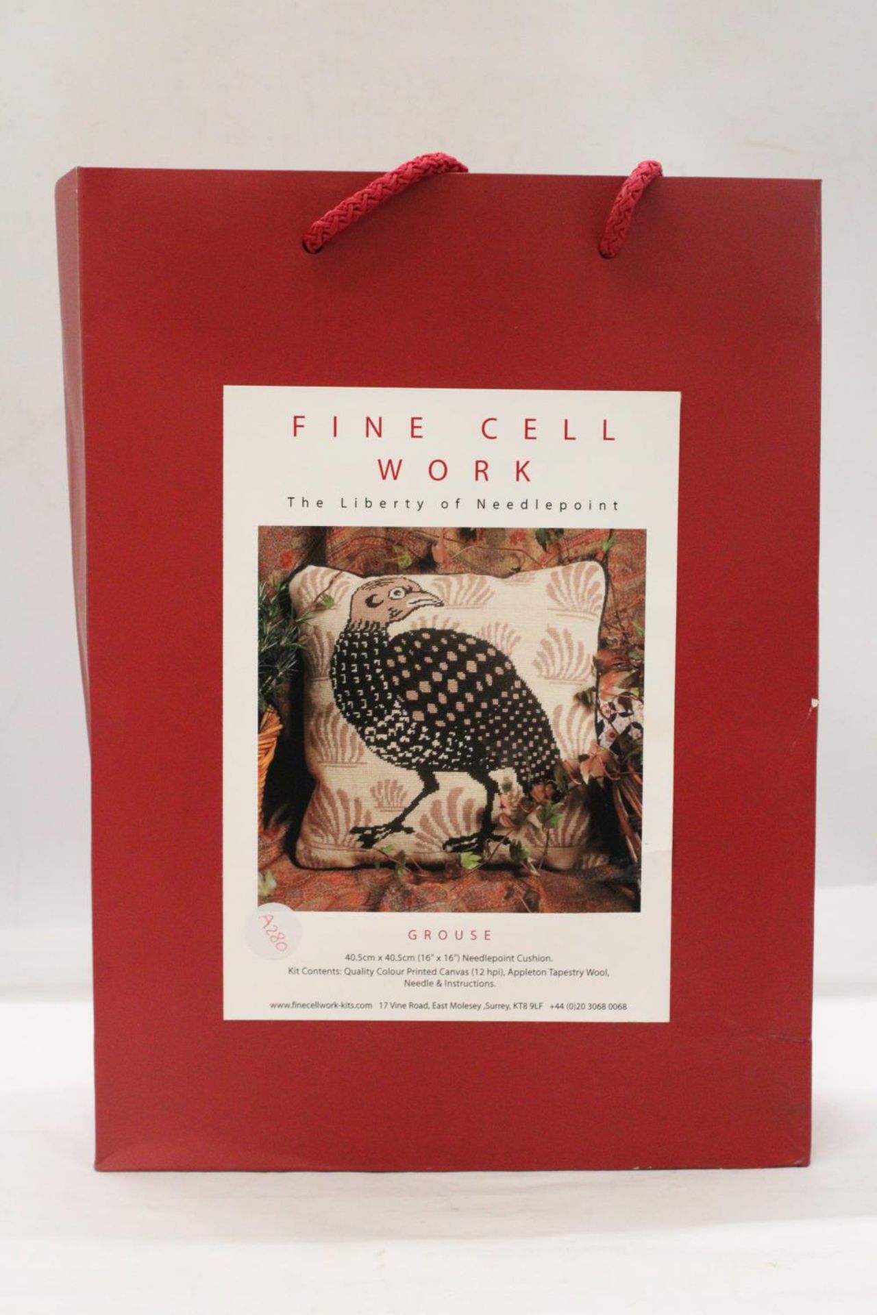 A FINE CELL WORK "THE LIBERTY OF NEEDLEPOINT", "GROUSE", NEEDLEPOINT CUSHION KIT