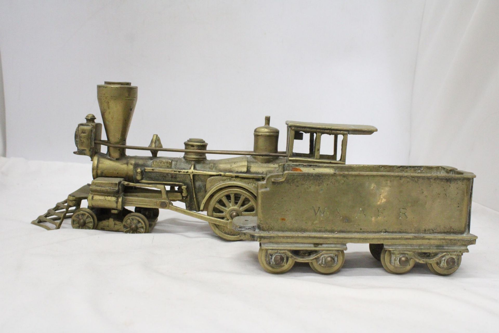 A W & AFR SOLID BRASS RAILROAD USA LOCO AND TENDER - WEIGHTS 6 KILO'S (53 cm) - Image 2 of 7