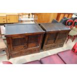 A PAIR OF VINTAGE JAPANESE OMI MIZUYA TANSO KITCHEN ISLAND CABINETS