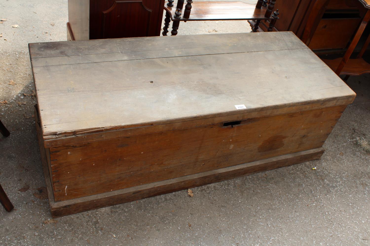 A VICTORIAN PINE BLANKET CHEST, 48" WIDE