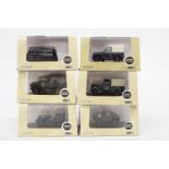 SIX AS NEW AND BOXED OXFORD MILITARY VEHICLES