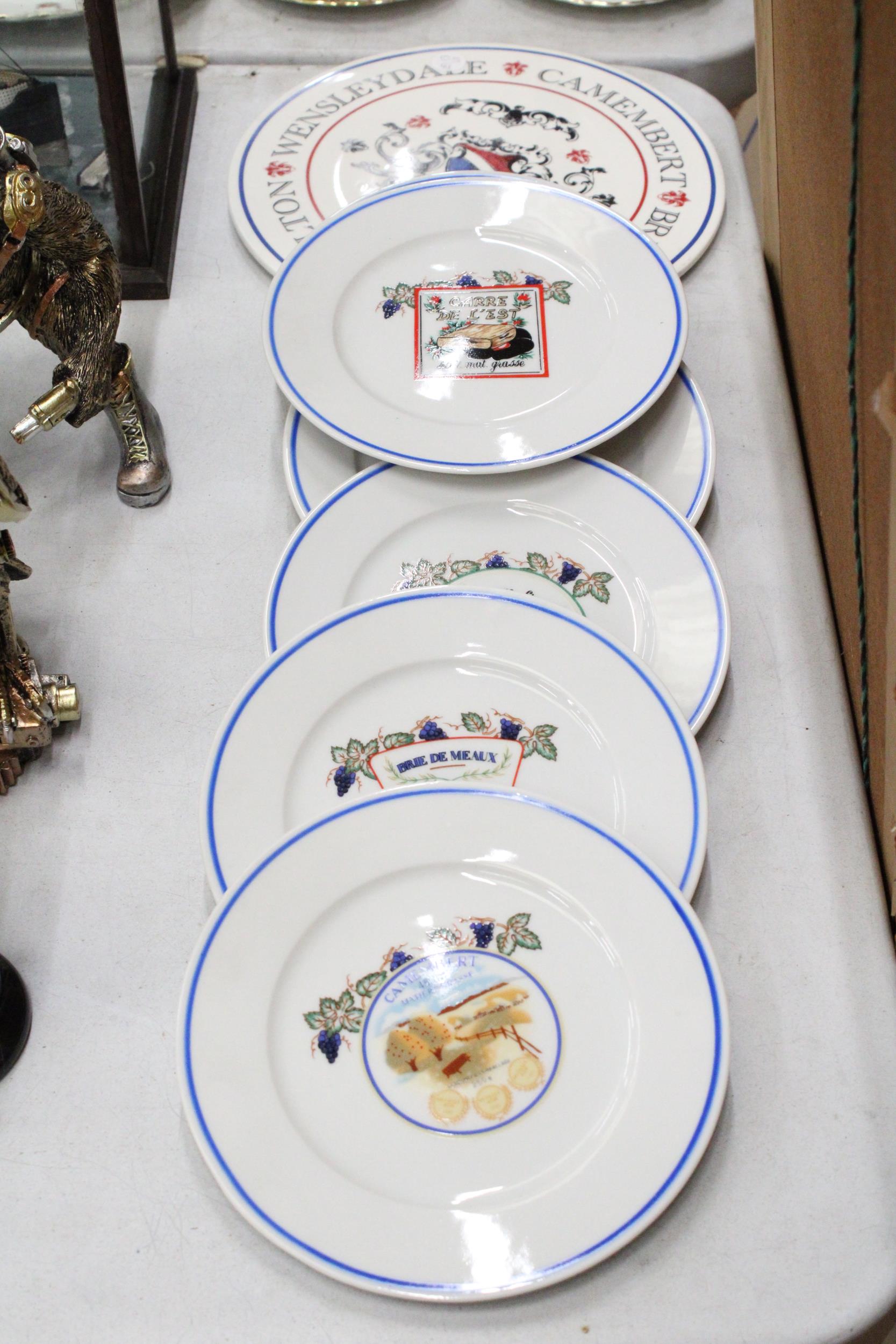 SIX FRENCH CHEESE PLATES PLUS A ANGLO/FRENCH CERAMIC CHEESEBOARD