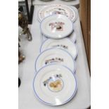 SIX FRENCH CHEESE PLATES PLUS A ANGLO/FRENCH CERAMIC CHEESEBOARD