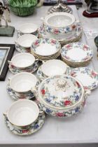 A FLORADORA BOOTHS DINNER SERVICE TO INCLUDE SOUP BOWLS, PLATES, TUREENS ETC