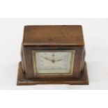 A 1930S, WOODEN, ART DECO MANTLE CLOCK WITH BAKELITE BACK