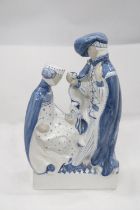 A VINTAGE HISTORICAL LADY AND LORD RYE POTTERY OF KENT FIGURE - APPROXIMATELY 27CM HIGH