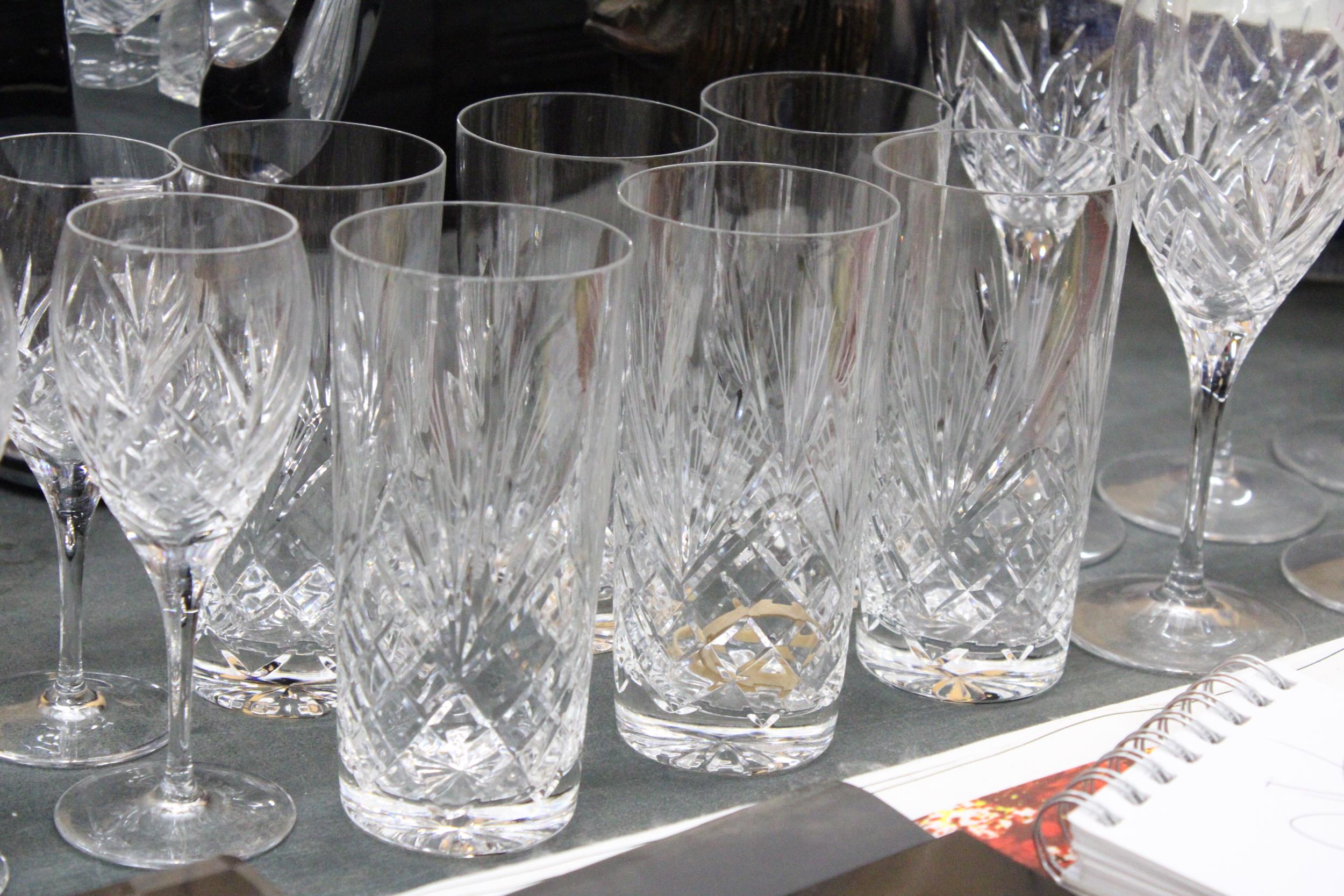A QUANTITY OF CUT GLASSE TO INCLUDE ROYAL DOULTON 'JULIETTE' WINE GLASSES, SHERRY, WHISKY AND - Image 4 of 4