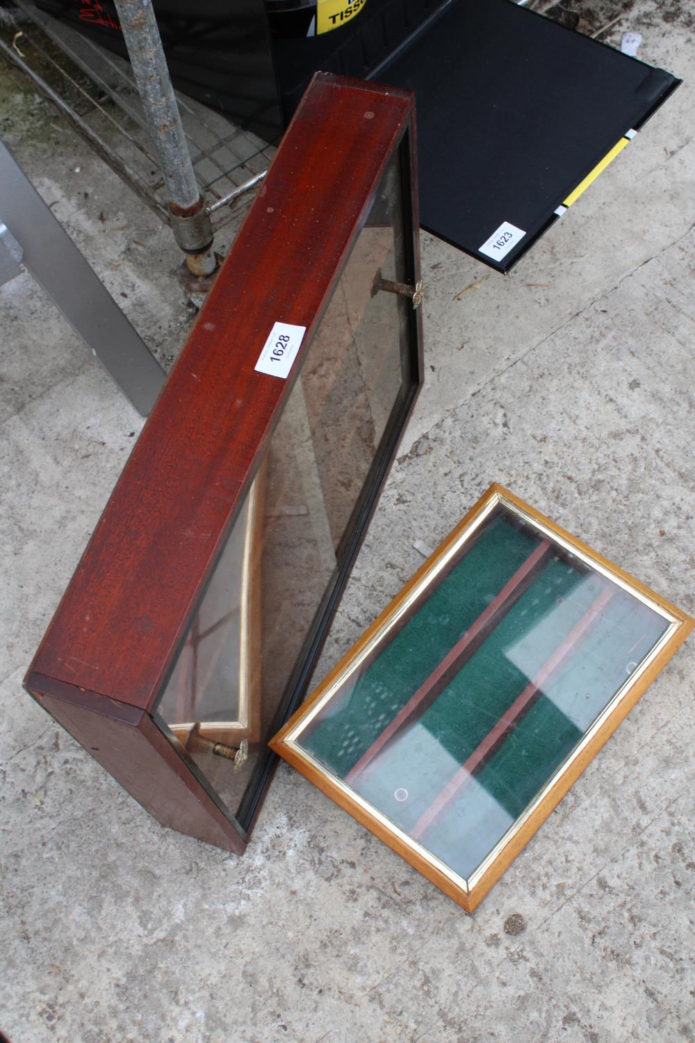 TWO WOODEN AND GLASS FRONTED DISPLAY CABINETS - Image 2 of 2