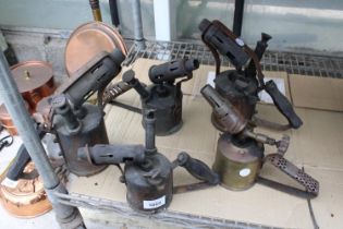 FIVE VARIOUS VINTAGE BLOW TORCHES