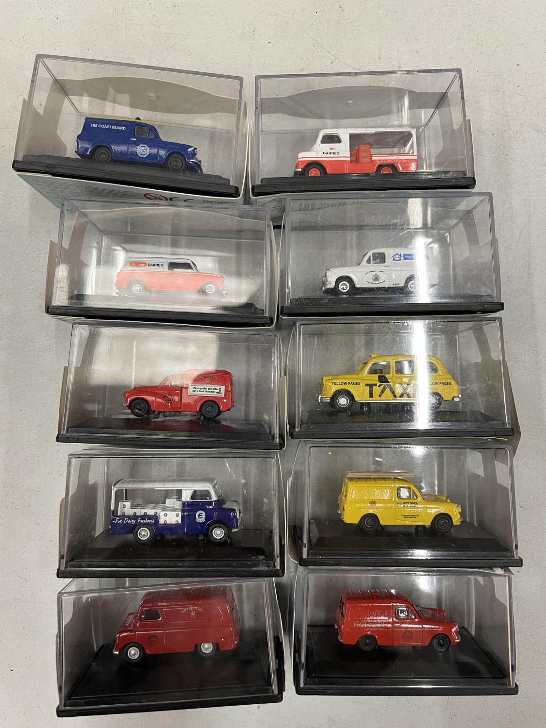 TEN BOXED OXFORD 1:76 RAILWAY SCALE VEHICLES