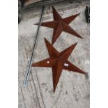 TWO STEEL STAR GARDEN WALL MOUNTED PLAQUES