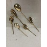 SIX HALLMARKED BIRMINGHAM SILVER ARTS AND CRAFTS TEA SPOONS