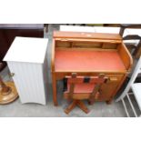 A MID 20TH CENTURY CHILDS ROLL-TOP DESK AND A SWIVEL CHAIR
