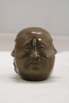 A BRASS FOUR FACED BUDDAH, HEIGHT 9CM