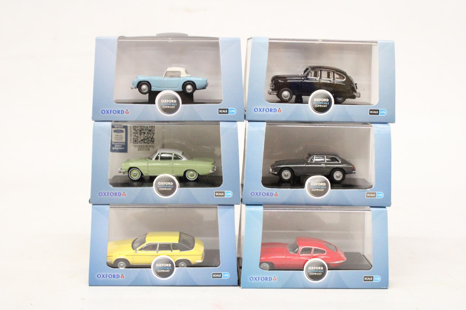 SIX VARIOUS AS NEW AND BOXED OXFORD AUTOMOBILE COMPANY VEHICLES