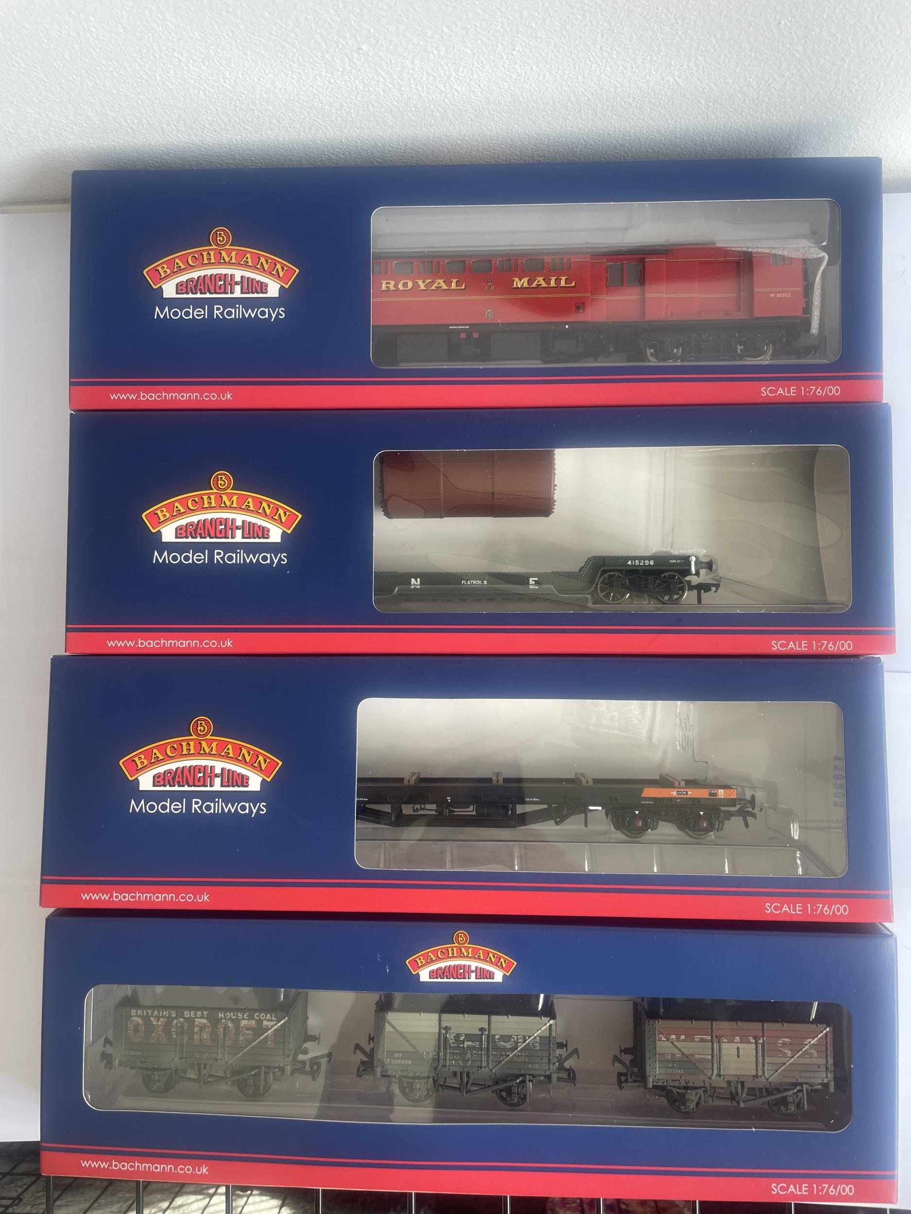 FOUR BOXED BACHMANN 00 GAUGE FREIGHT CARRIAGES