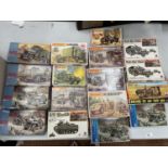 SEVENTEEN BOXED MILITARY KITS TO INCLUDE MATCHBOX
