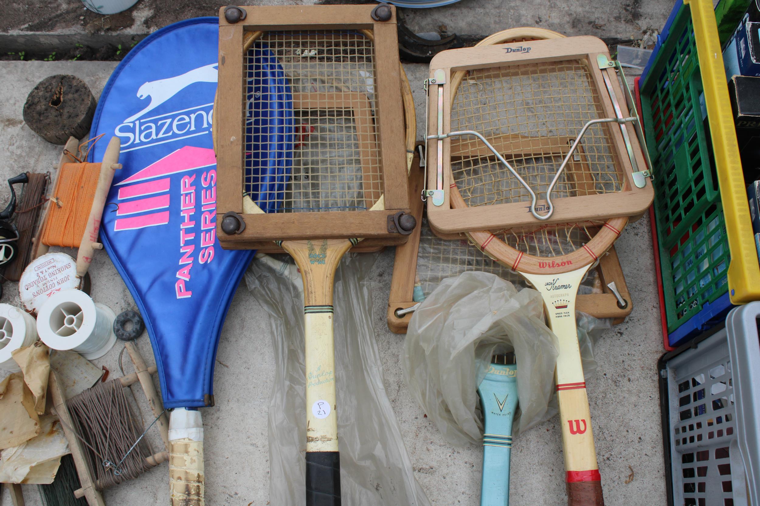 AN ASSORTMENT OF TENNIS RACKETS AND FISHING TACKLE - Image 2 of 3