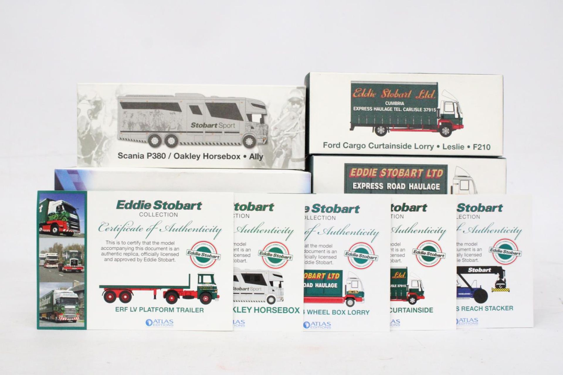 FIVE AS NEW BOXED EDDIE STOBART VEHICLES FOUR NAMED TO INCLUDE A SCANIA P380 OAKLEY HORSEBOX, A FORD - Image 4 of 6