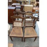A SET OF FOUR ROSEWOOD WILLIAM IV DINING CHAIRS WITH CANE SEATS