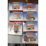 SEVEN BOXED HORNBY RAILWAY HOUSE AND SHOP KITS 00 GAUGE