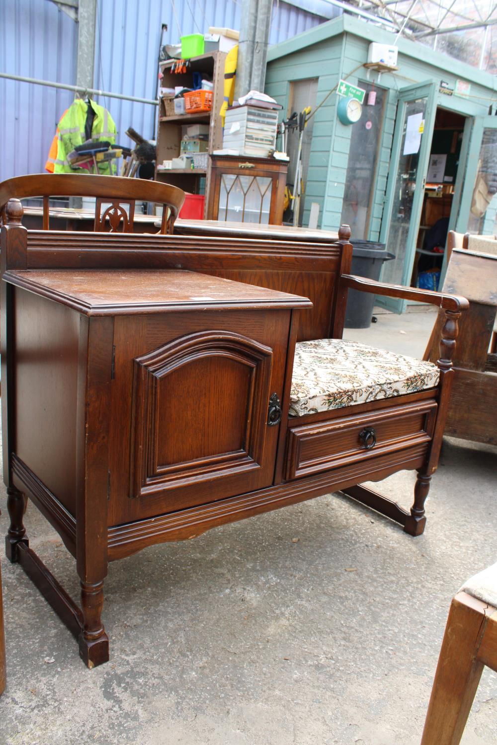 AN OAK TELEPHONE TABLE/SEAT - Image 2 of 2